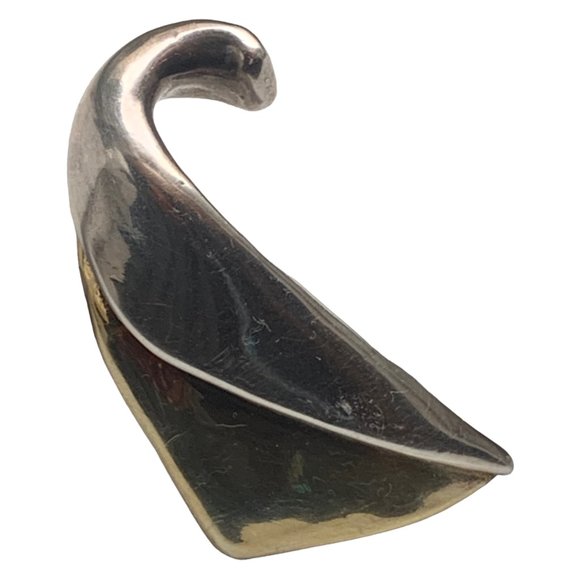 Vintage 925 Sterling Silver & Vermeil‎ BAT-AMI Israel Swirl Brooch - Picture 10 of 10